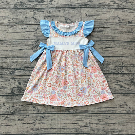 GSD3648 Preorder Sample Baby Girl Flutter Sleeve Mama's Mini Colorful Flowers Knee Length Dresses
