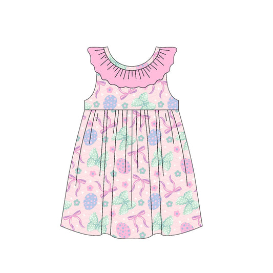 Pre-order no moq GSD3658 pre-order baby girl clothes bunny bow sleeveless summer dress-26.1.14