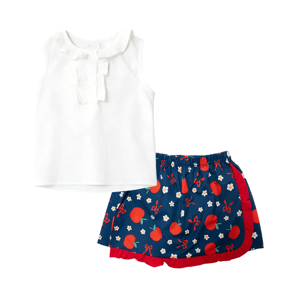 Pre-order no moq GSD3664 pre-order baby girl clothes summer bow sleeveless skirt sets-26.1.15