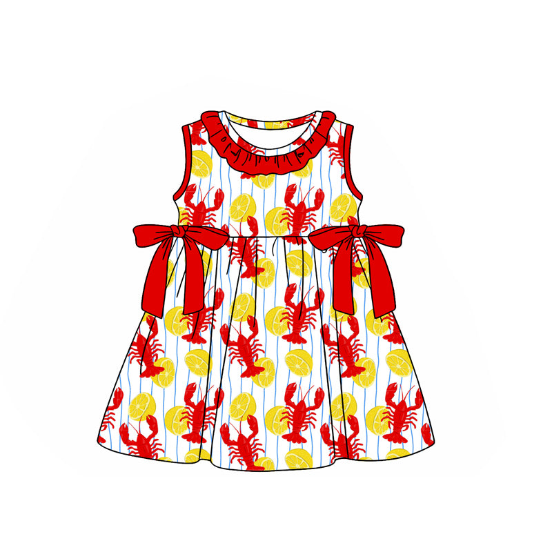 Pre-order no moq GSD3666 pre-order baby girl clothes lobster sleeveless summer dress-26.1.15