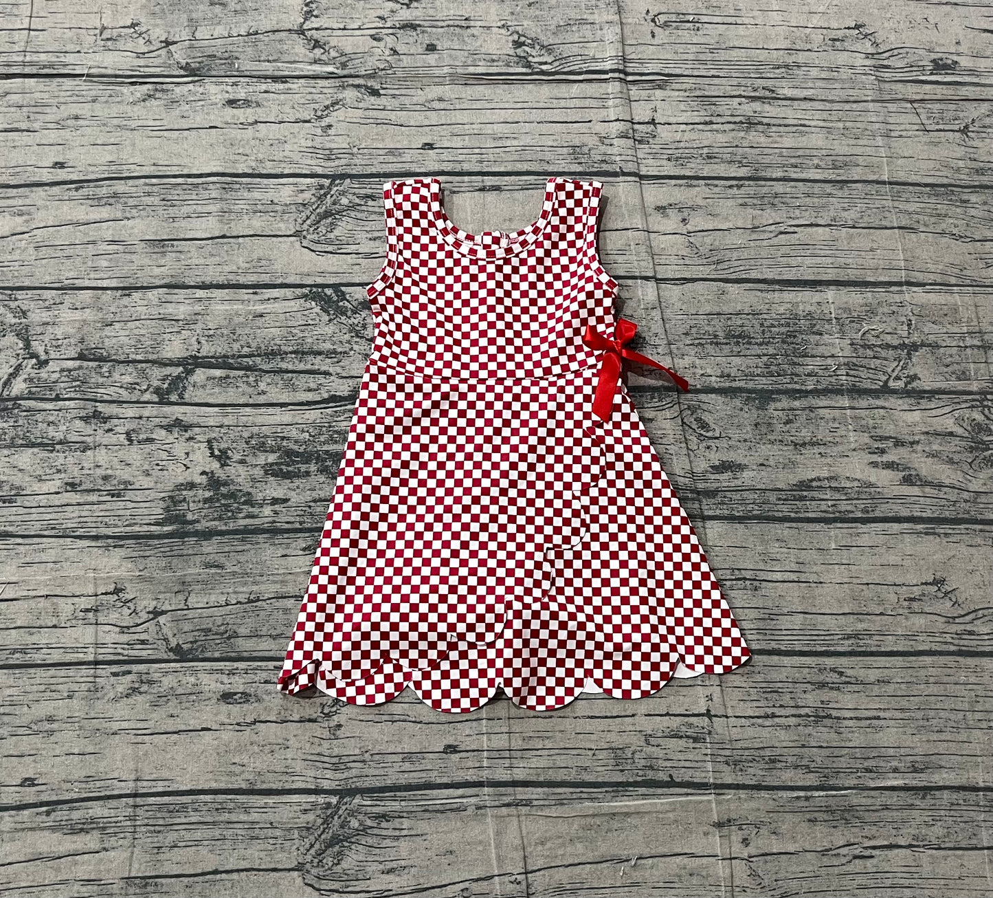 GSD3669 Preorder Sample Baby Girl Sleeveless Red Checked Yoga Active Shorts Knee Length Dresses