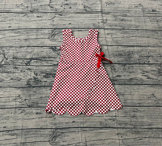 GSD3669 Preorder Sample Baby Girl Sleeveless Red Checked Yoga Active Shorts Knee Length Dresses