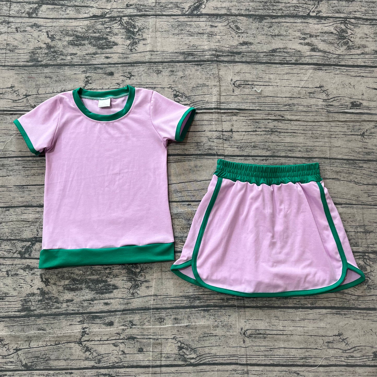 GSD3672 Preorder Sample Baby Girl Pink Top Skirt Shorts Cotton Clothes Sets