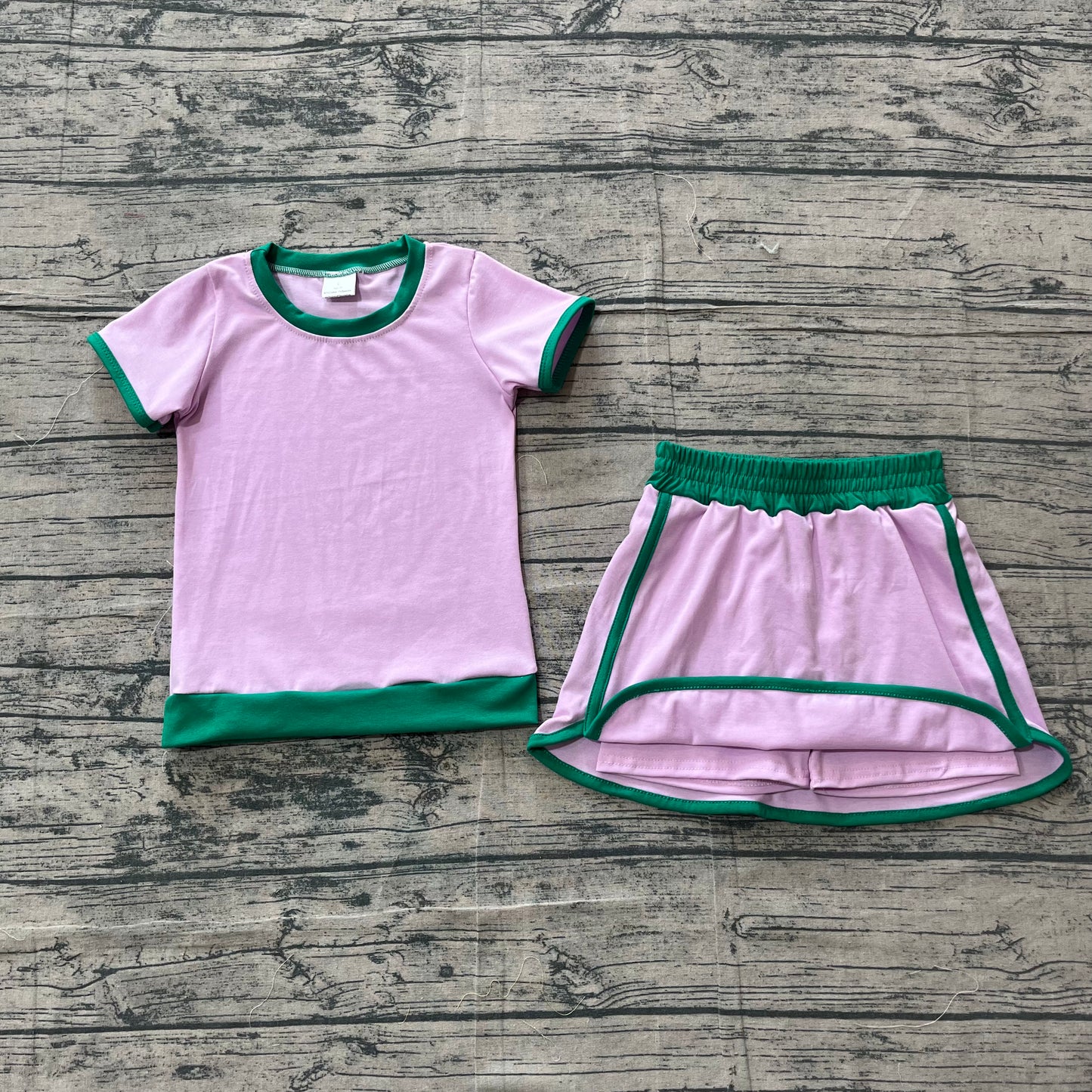 GSD3672 Preorder Sample Baby Girl Pink Top Skirt Shorts Cotton Clothes Sets