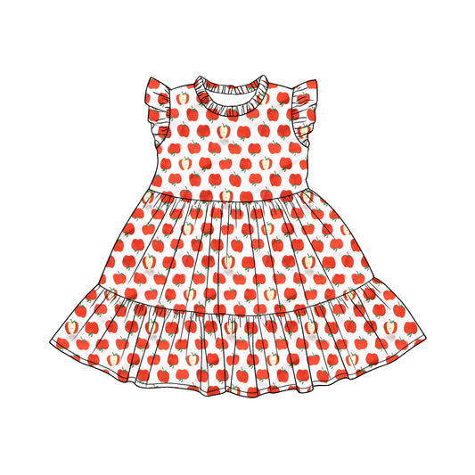 Pre-order no moq GSD3681 pre-order baby girl clothes apple flying sleeve summer dress-26.1.17