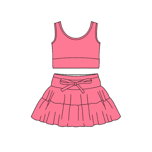 Pre-order no moq GSD3682 pre-order baby girl clothes summer yoga sleeveless skirt sets-26.1.19