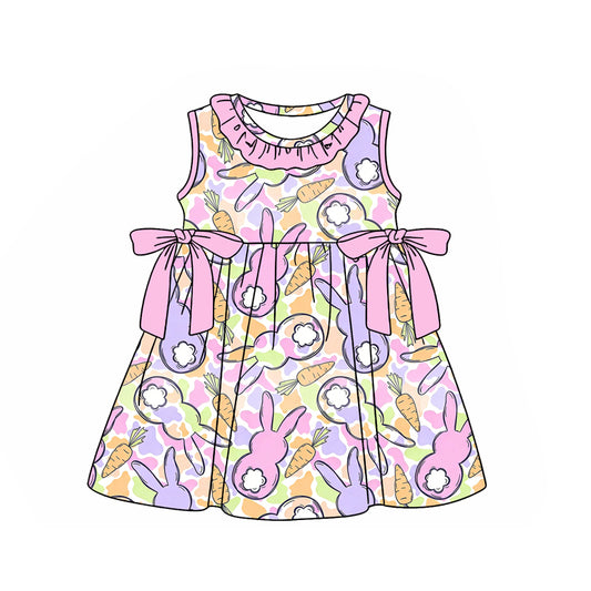 Pre-order no moq GSD3686 pre-order baby girl clothes bunny sleeveless summer dress-26.1.19