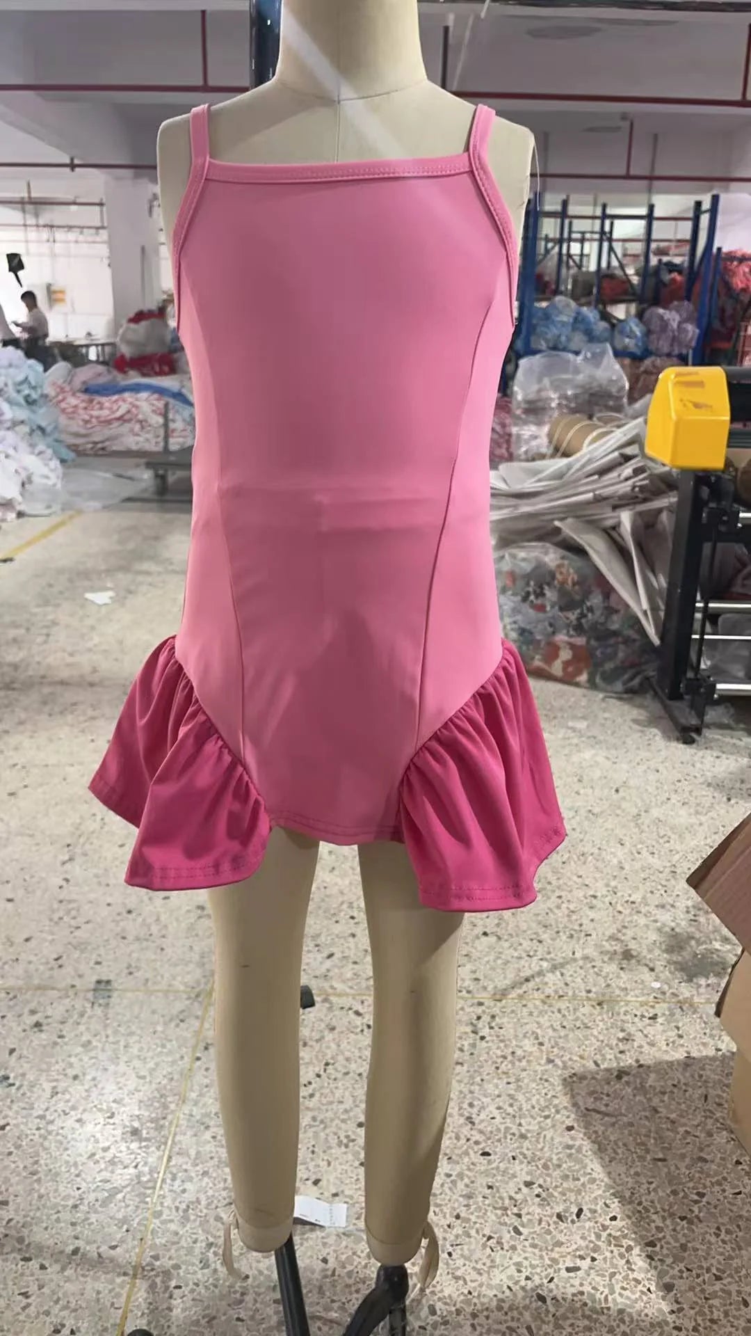 GSD3688 Kids Baby Girls Pink Strap Yoga Active Shorts Knee Length Dresses