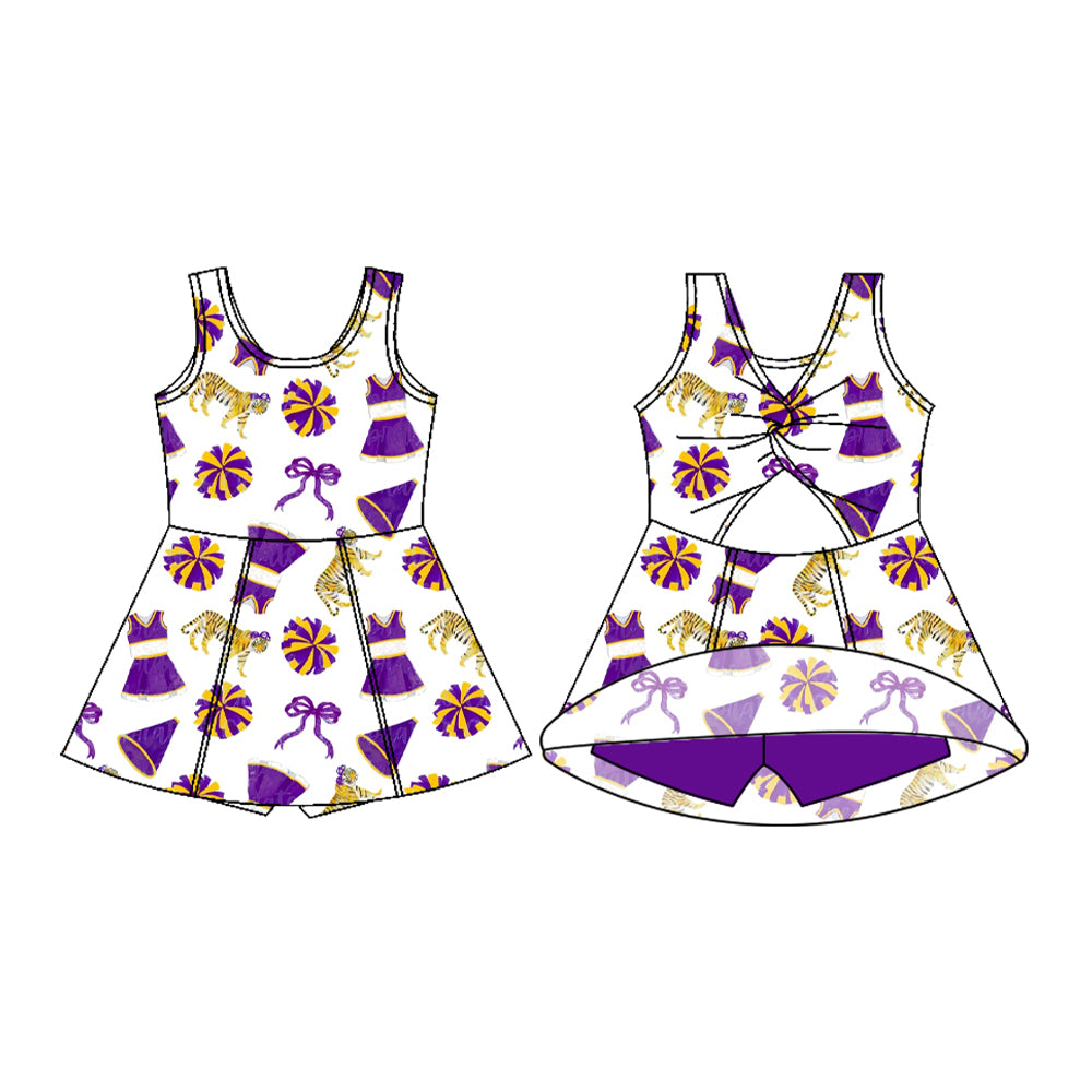 Pre-order no moq GSD3700 pre-order baby girl clothes summer yoga team bow sleeveless dress-26.1.21