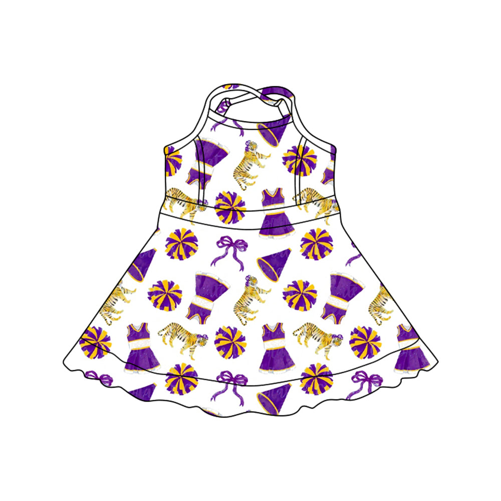 Pre-order no moq GSD3701 pre-order baby girl clothes summer yoga team bow sleeveless dress-26.1.21