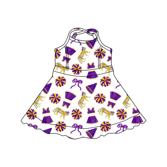 Pre-order no moq GSD3701 pre-order baby girl clothes summer yoga team bow sleeveless dress-26.1.21
