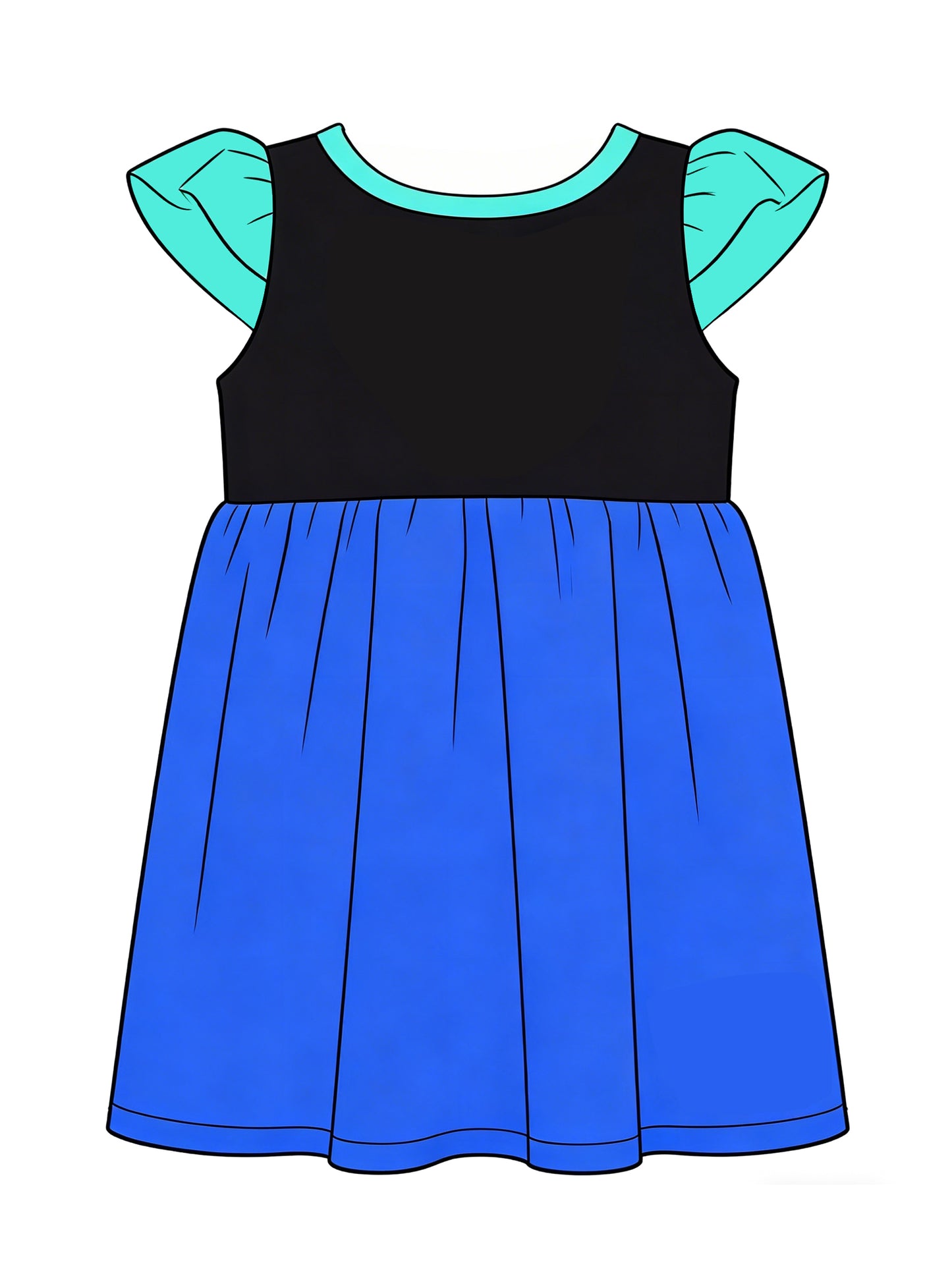 Pre-order no moq GSD3709 pre-order baby girl clothes blue flying sleeve summer dress-26.1.23