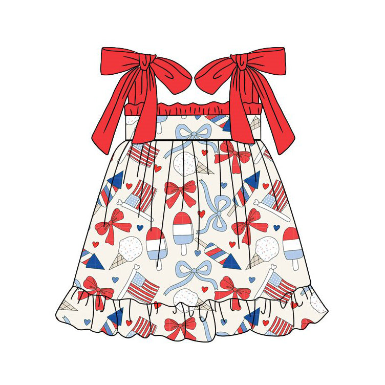 Pre-order no moq GSD3723 pre-order baby girl clothes bow suspender summer dress-26.1.24