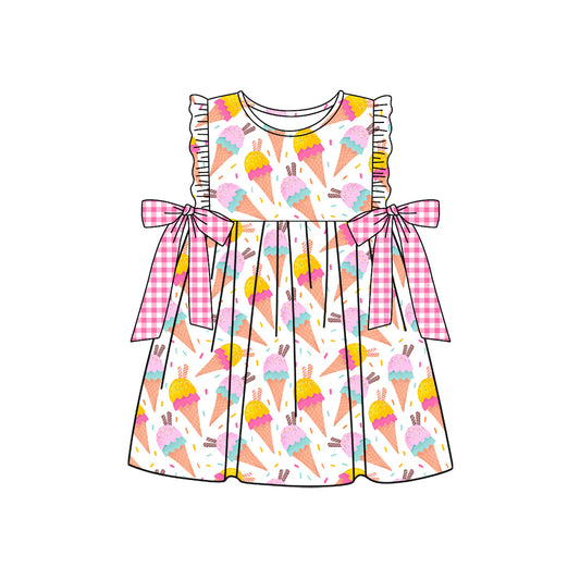 Pre-order no moq baby girl clothes bow sleeveless Popsicle summer dress GSD3731