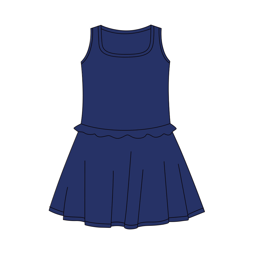 Pre-order Baby Girl Navy Sleeveless Yoga Active Shorts Knee Length Dresses GSD3734