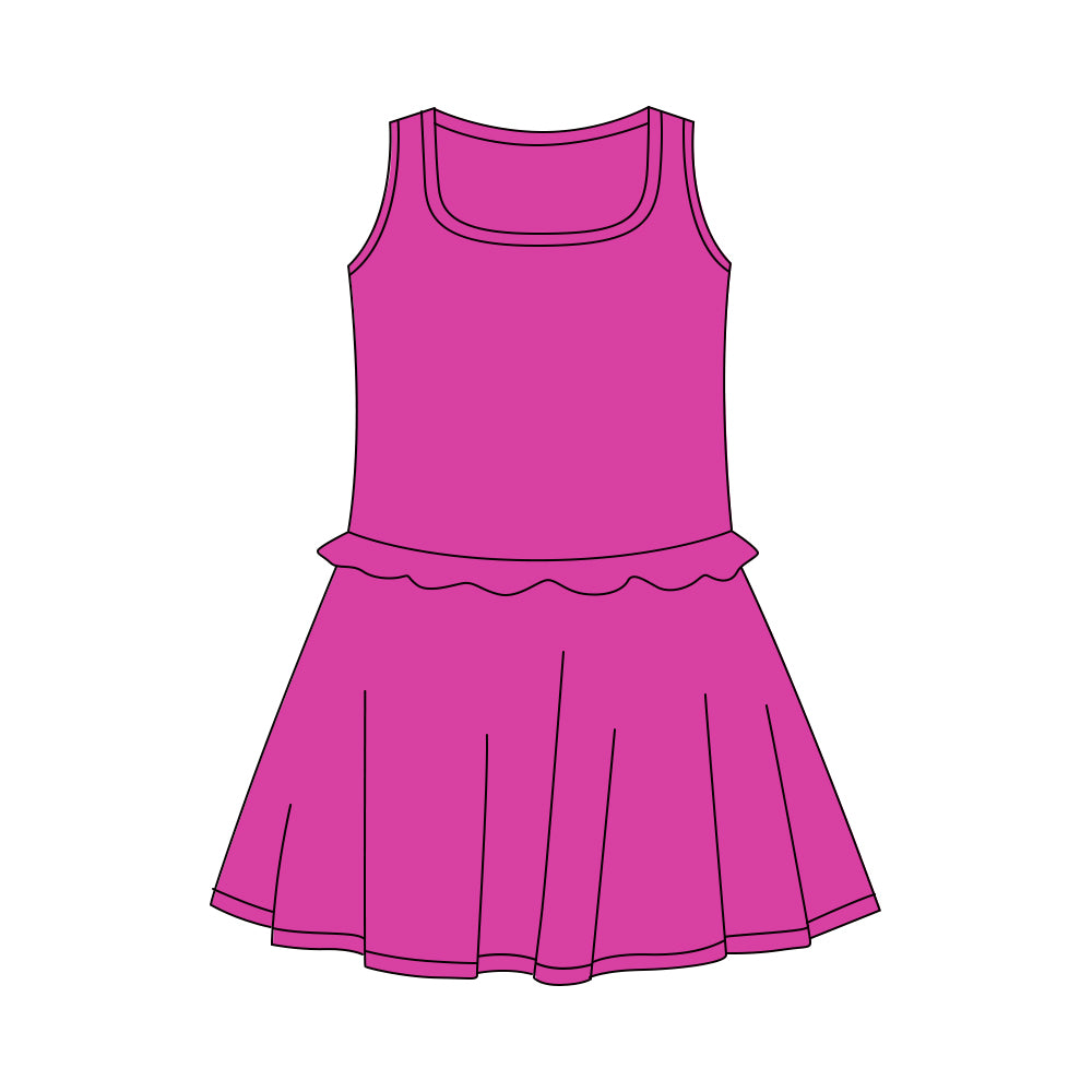 Pre-order Baby Girl Hot Pink Sleeveless Yoga Active Shorts Knee Length Dresses GSD3739