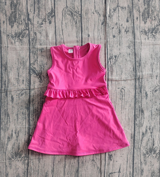 GSD3740 Preorder IRL Baby Girl Pink Sleeveless Yoga Active Shorts Knee Length Dresses