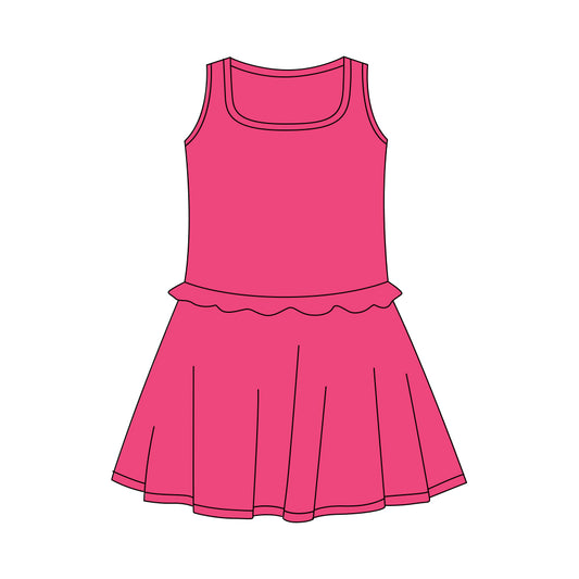 Pre-order Baby Girl Pink Sleeveless Yoga Active Shorts Knee Length Dresses GSD3740