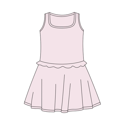 Pre-order Baby Girl Sleeveless Dress Light Pink Yoga Active Skort Shorts Knee Length Dresses GSD3741