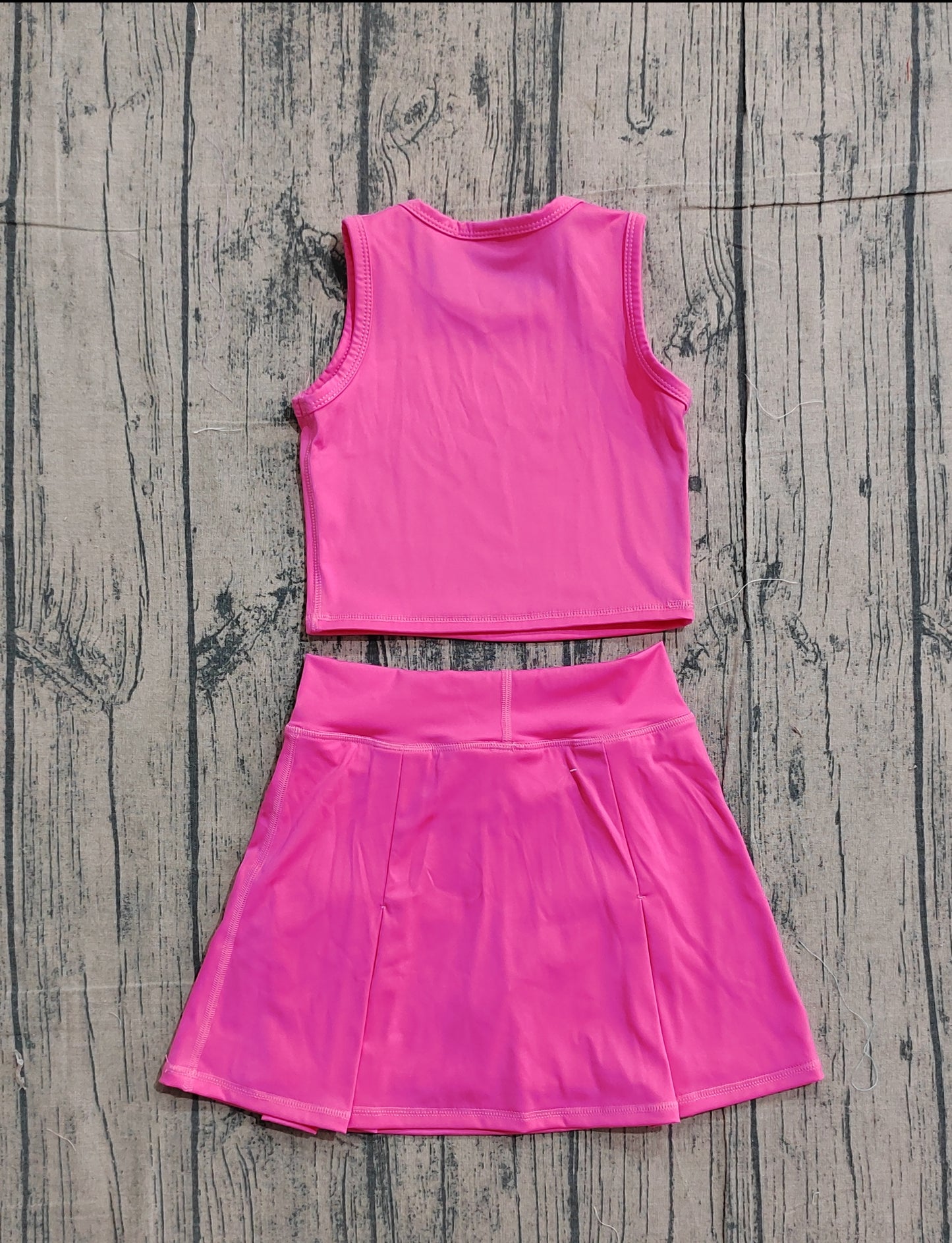 GSD3758 Preorder Sample Baby Girl Pink Vest Top Bows Skirt Shorts Yoga Active Clothes Set