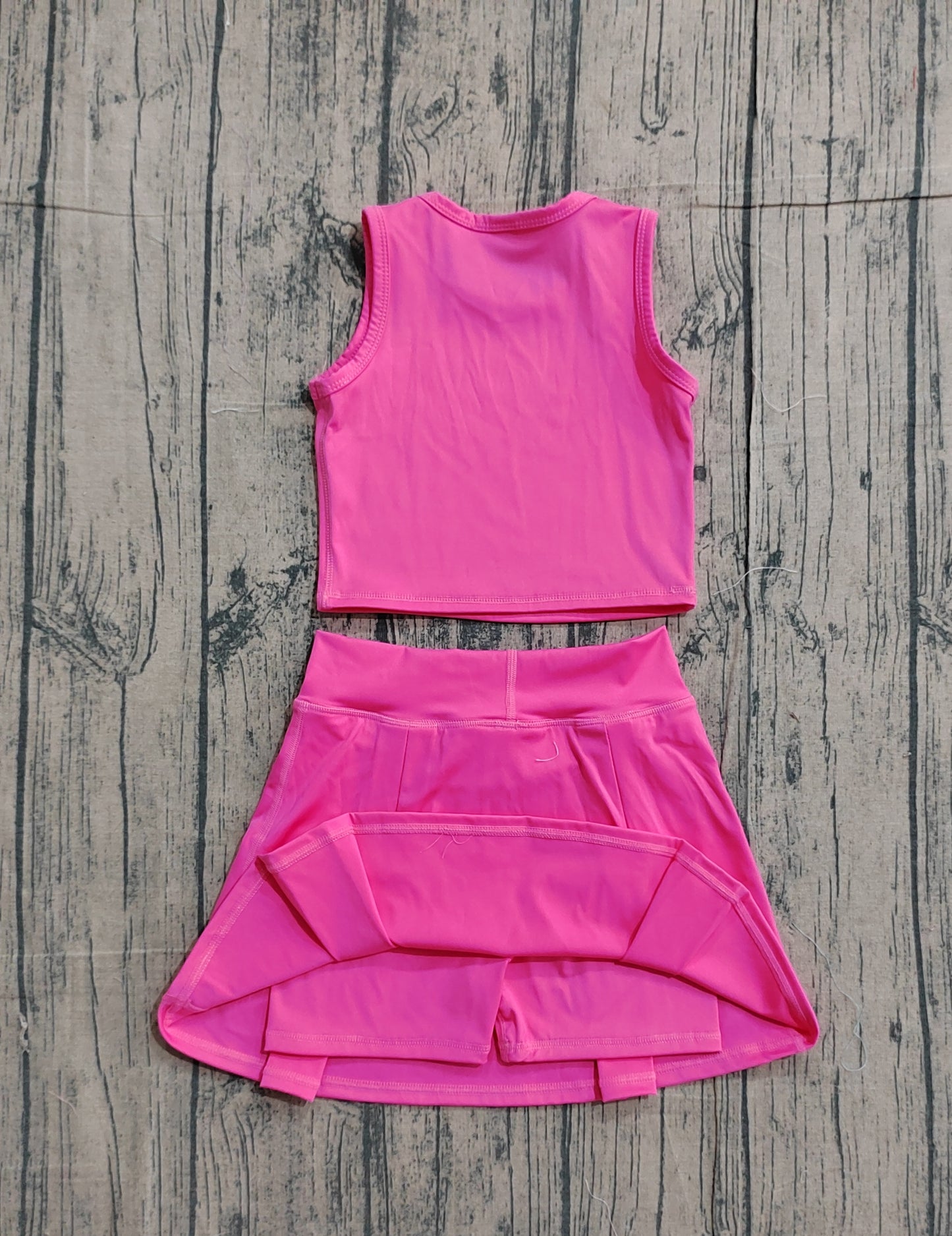 GSD3758 Preorder Sample Baby Girl Pink Vest Top Bows Skirt Shorts Yoga Active Clothes Set
