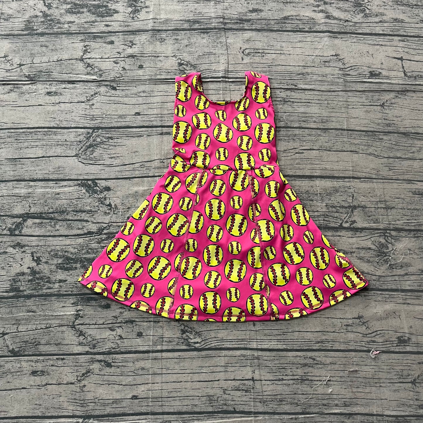 GSD3800 Preorder Sample Baby Girl Sleeveless Softballs Team Yoga Active Shorts Knee Length Dress