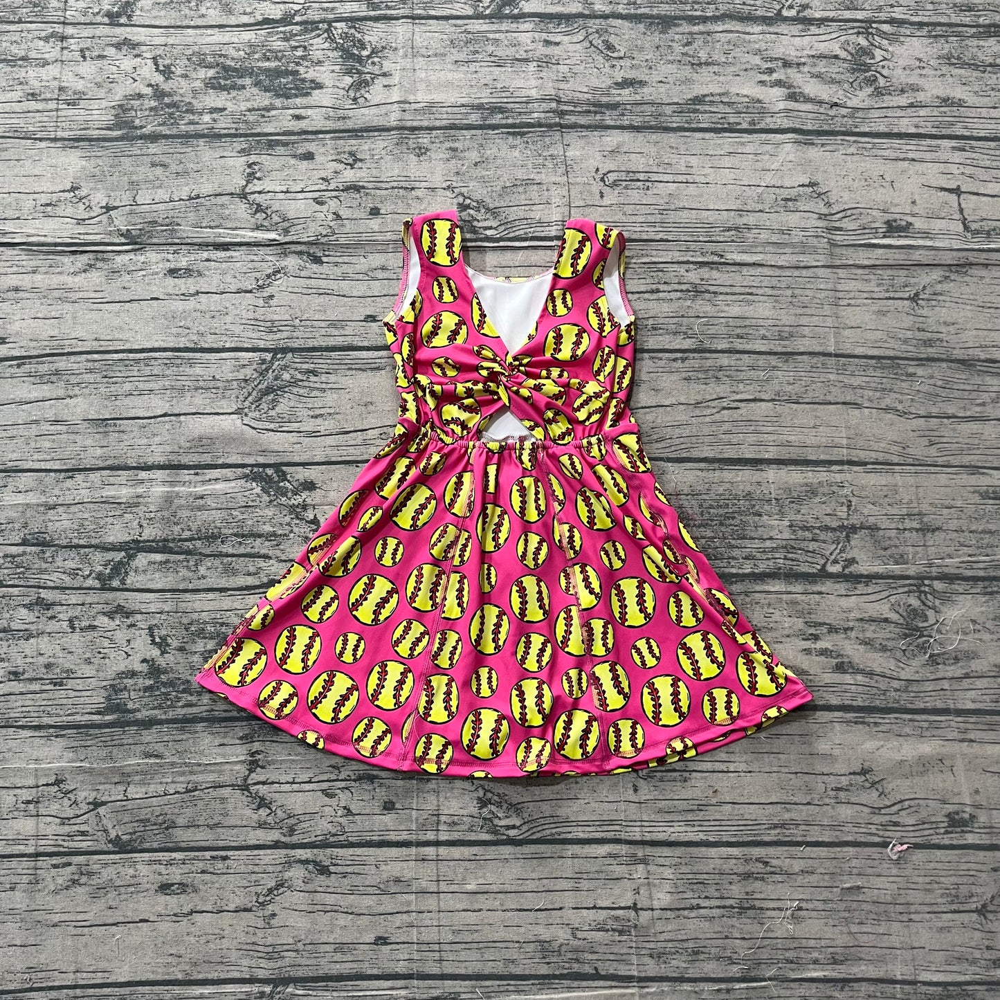 GSD3800 Preorder Sample Baby Girl Sleeveless Softballs Team Yoga Active Shorts Knee Length Dress