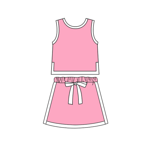 GSD3829 Preorder Baby Girl Pink Sleeveless Vest Top Skirt Shorts Clothes Sets