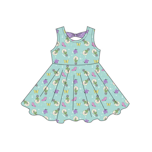 GSD3860 Preorder Baby Girl Sleeveless Butterfly Flowers Knee Length Dresses