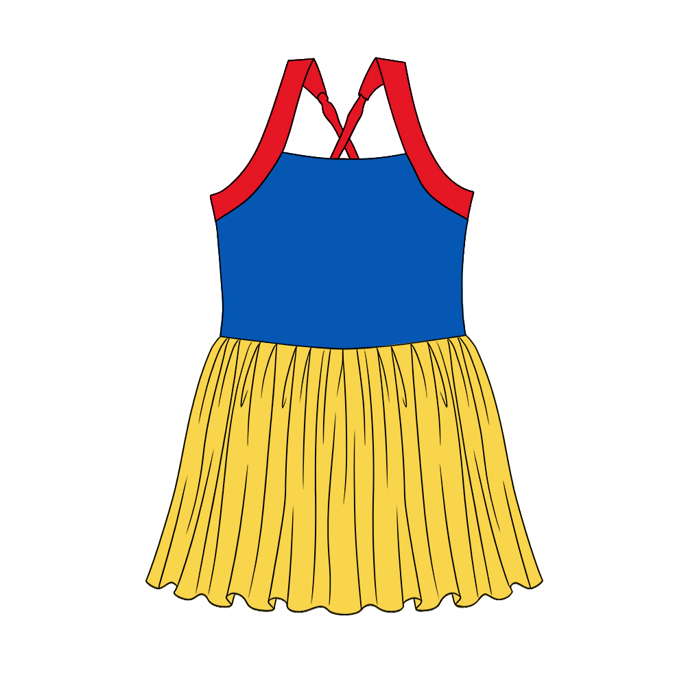 GSD3976 Preorder Baby Girl Strap Princess Yoga Active Patchwork Knee Length Dress