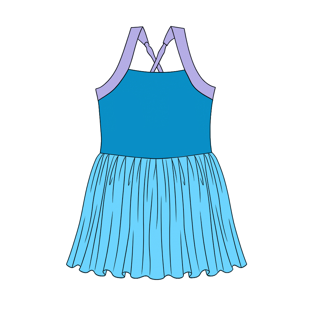 GSD3977 Preorder Baby Girl Strap Princess Yoga Active Patchwork Knee Length Dress