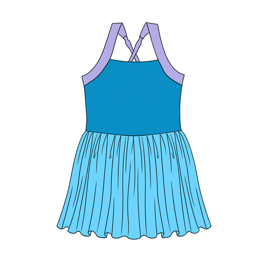 GSD3977 Preorder Baby Girl Strap Princess Yoga Active Patchwork Knee Length Dress