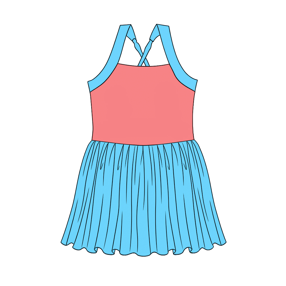 GSD3979 Preorder Baby Girl Strap Princess Yoga Active Patchwork Knee Length Dress