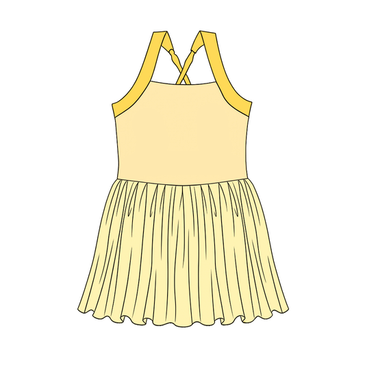 GSD3982 Preorder Baby Girl Strap Princess Yoga Active Patchwork Knee Length Dress