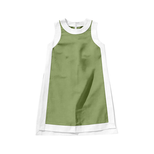 GSD3989 Preorder Baby Girl Green Sleeveless Yoga Active Shorts Knee Length Dress