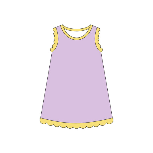 GSD4042 Preorder Baby Girls Sleeveless Scallop Knee Length Dresses