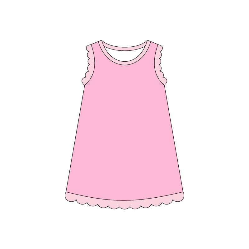 GSD4043 Preorder Baby Girls Sleeveless Scallop Knee Length Dresses