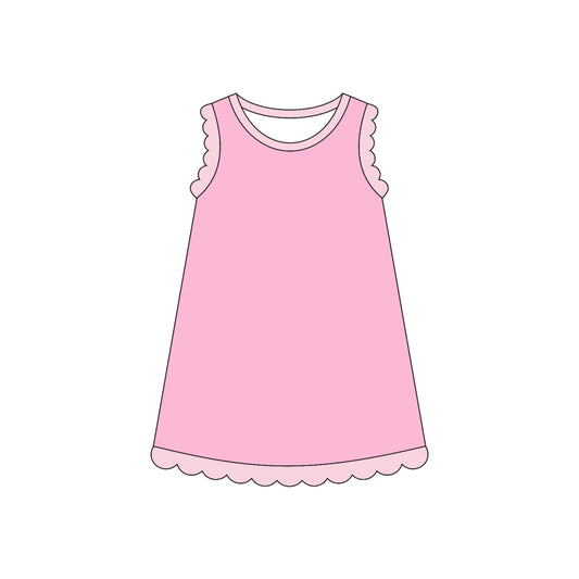 GSD4043 Preorder Baby Girls Sleeveless Scallop Knee Length Dresses