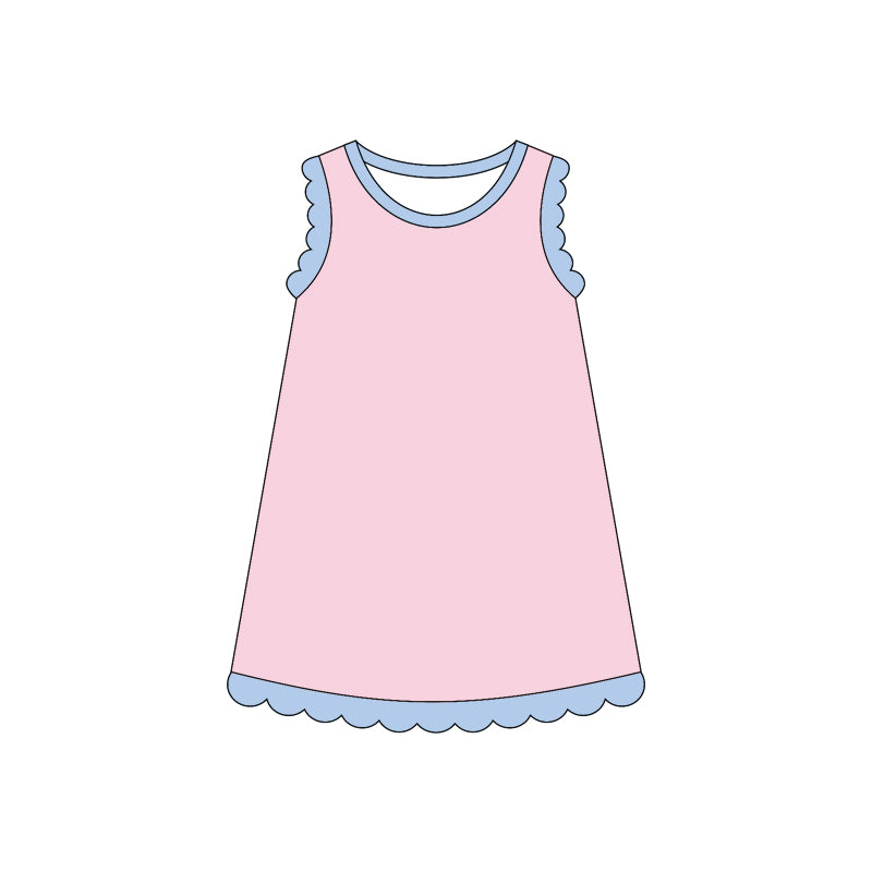 GSD4044 Preorder Baby Girls Sleeveless Scallop Knee Length Dresses