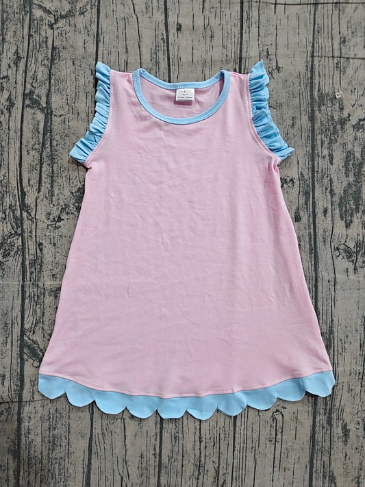 GSD4044 Preorder Sample Baby Girls Sleeveless Scallop Knee Length Dresses