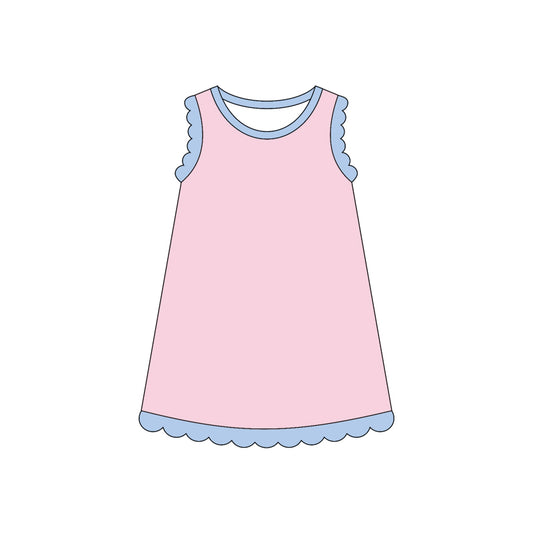 GSD4044 Preorder Baby Girls Sleeveless Scallop Knee Length Dresses