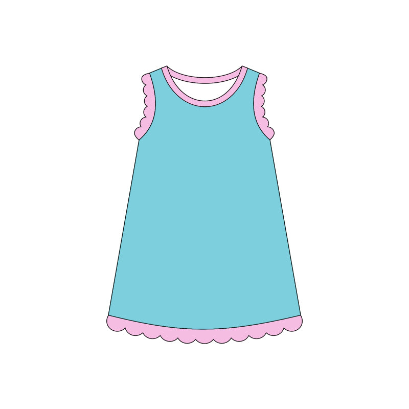 GSD4045 Preorder Baby Girls Sleeveless Scallop Knee Length Dresses