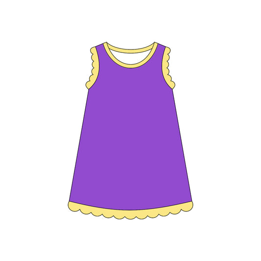 GSD4046 Preorder Baby Girls Sleeveless Scallop Knee Length Dresses