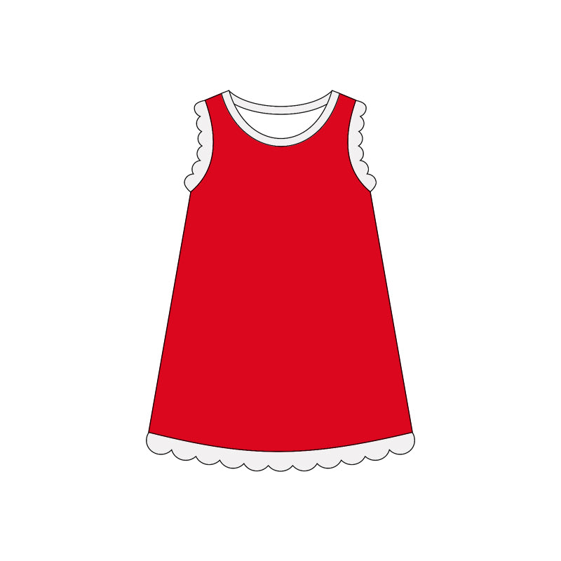 GSD4047 Preorder Baby Girls Sleeveless Scallop Knee Length Dresses