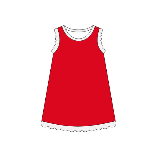 GSD4047 Preorder Baby Girls Sleeveless Scallop Knee Length Dresses