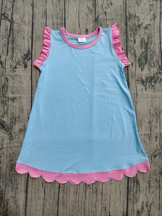 GSD4048 Preorder Sample Baby Girls Sleeveless Scallop Knee Length Dresses