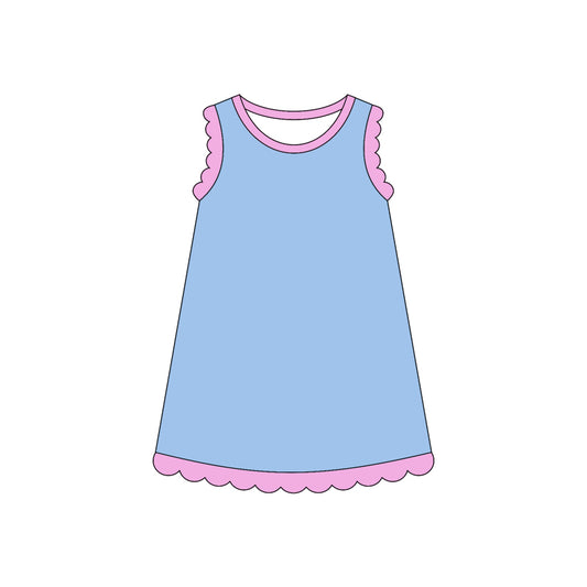 GSD4048 Preorder Baby Girls Sleeveless Scallop Knee Length Dresses
