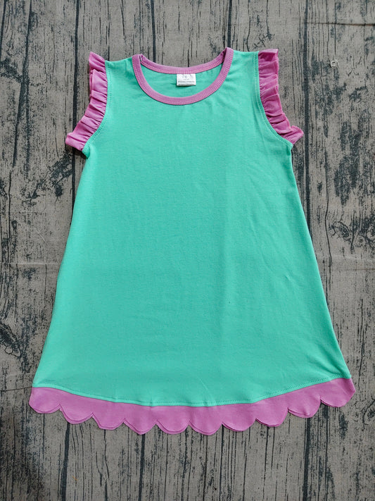 GSD4049 Preorder Sample Baby Girls Sleeveless Scallop Knee Length Dresses
