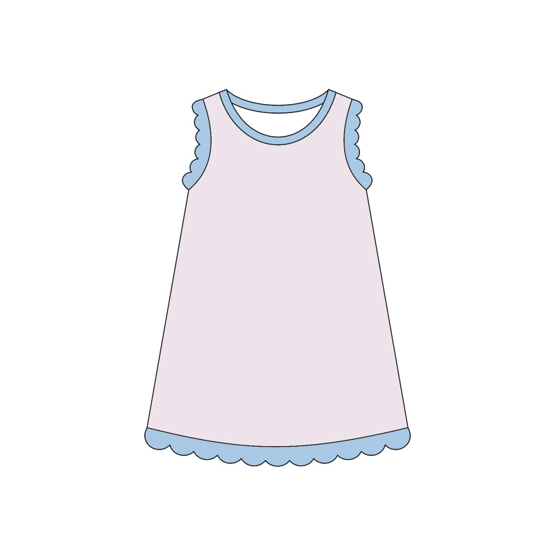 GSD4050 Preorder Baby Girls Sleeveless Scallop Knee Length Dresses