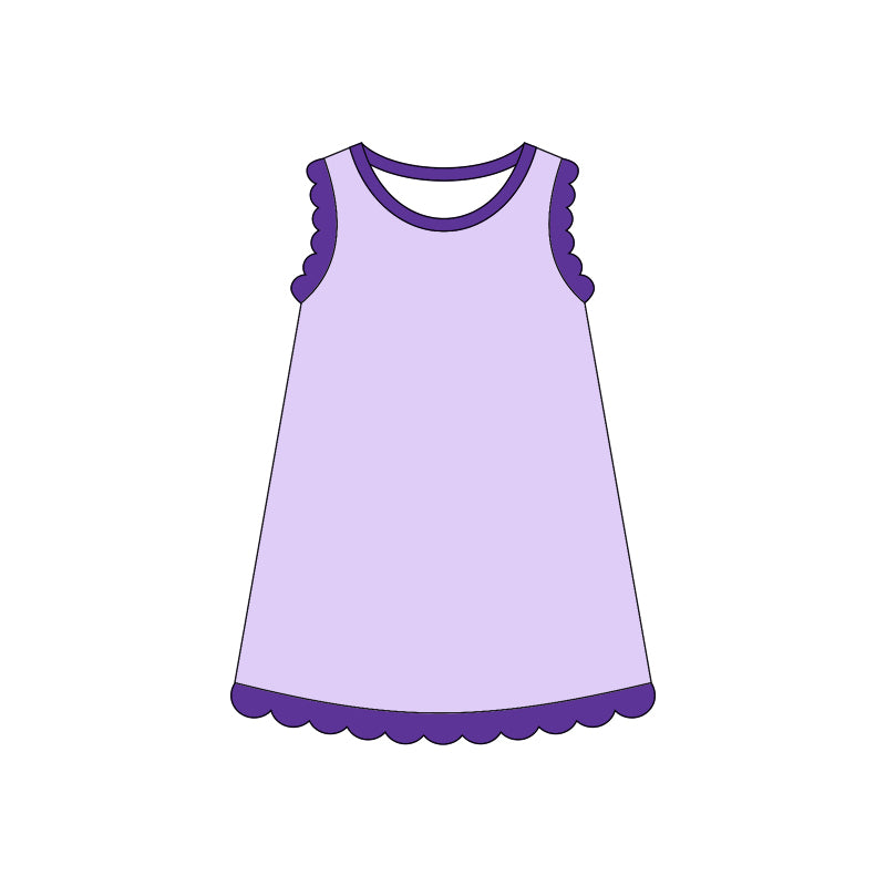 GSD4051 Preorder Baby Girls Sleeveless Scallop Knee Length Dresses